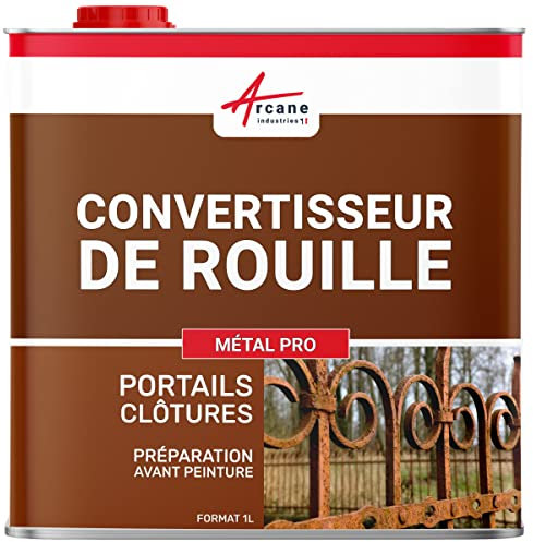Anti rouille, Metalpro : convertisseur de rouille et traitement contre la rouille - efficace sur portail volet carrosserie vélo - 1 L - ARCANE INDUSTRIES