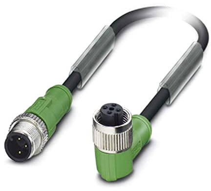 PHOENIX CONTACT SAC-4P-M12MS/3.0-PUR/M12FR Sensor/Aktor-Kabel, 4 Polig, PUR Halogenfrei, Stecker Gerade M12, Buchse Gewinkelt M12, 3m Kabellänge, 94.400g, Schwarz/Grau