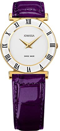 JOWISSA Weiss/Gold/Violett Roma Colori Schweizer Damenuhr J2.034.M