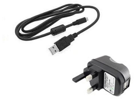 High Grade - USB Cable + Mains Plug for Sony Cyber-shot DSC-HX10V, DSC-HX20V, DSC-HX30V, DSC-HX200V, DSC-RX100, DSC-TX200V, DSC-TX100V, DSC-WX70, DSC-WX100, DSC-WX150, DSC-WX220 Digital Camera – Replacement for AC-UB10 - AAA Products®