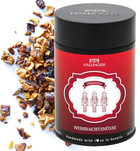 Hallingers Weihnachtlicher loser Früchte-Tee mit Mandel, Apfel & Dattel Geschenk zu Advent & Weihnachten - Made in Germany