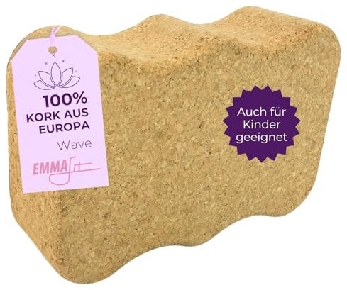 EMMAfit Kork Yoga Block Wave I 227 x 150 x 75mm I hochwertiger Kinder-Yogablock aus Kork für Yoga-Übungen I hygienisch & umweltfreundlich I nachhaltiger & langlebiger Yoga Korkblock für bewusstes Yoga
