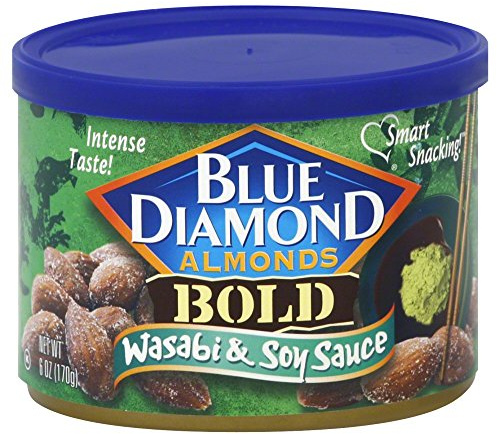 Blue Diamond Almonds Almonds, Bold Wasabi & Soy, 6 Ounce Can (3 Pack)