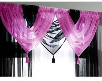 Luxury Plain Voile Swag wit a Tassel in Cerise Pink