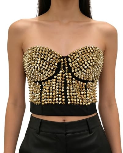 Bslingerie® Sexy Metallisch Spikes Clubwear Bustiers Bra Top Disco Wear