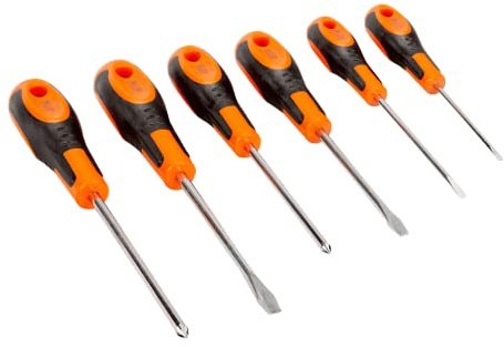 Bahco 610-6 Slotted/PZ Screwdriver Set, Multi-Colour, Set of 6 Pieces