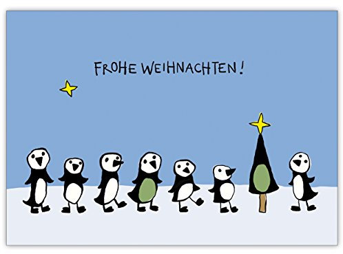 Kartenkaufrausch Super süße Weihnachtskarte mit Pinguinen unterm Weihnachtsbaum: Frohes Fest • als weihnachtliche Grusskarte zum Jahreswechsel für Familie und Firma