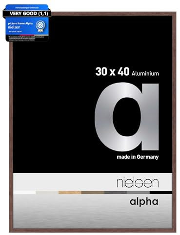 nielsen Alpha Light Wenge Aluminium Picture Frame - 30x40cm - with Float Glass and Easy Push-Turn Clips - For Photos and Art
