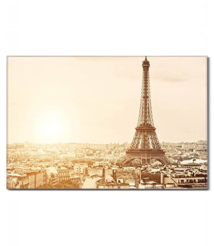 banjado Glas Magnettafel 60x40cm / Magnetwand Glas/Magnetpinnwand als Memoboard Glas/Pinnwand Magnettafel Küche, Büro, Kinderzimmer inkl. 4 Magnete & Montageset - Dächer Von Paris