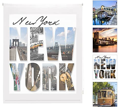 blindecor Roller Digital – Rollo durchscheinend, Digital, Bedruckt, Motiv New York 150 x 180 cm bunt