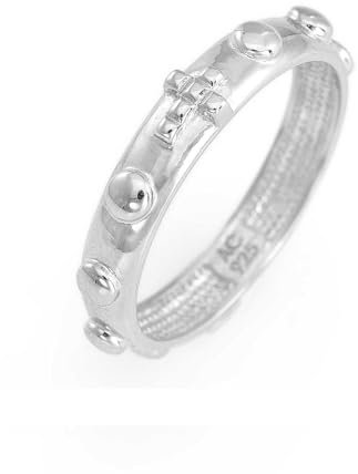 Amen Collection Rosenkranz Ring 925 Silber rhodiniert, Silber