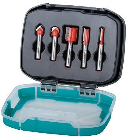 wolfcraft Nutfräser-Set 5-tlg I 8753000 I für Holzwerkstoffe I Ø 5-20 mm I Hochwertige Fräser in Kunststoffbox I für Oberfräsen und stationäre Fräsmotoren