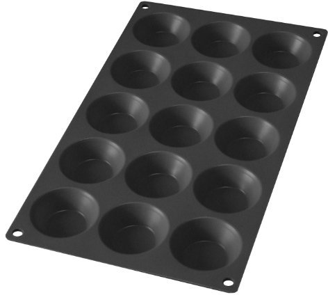 Lékué Moule pâtisserie Tartalettes 15 cavités, silicone platine noir