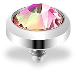 Taffstyle® Dermal Anchor Piercing Aufsatz Kugel Kristall Ball Flach / 3mm - Rainbow