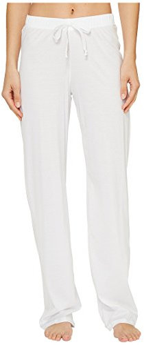HANRO Women's Cotton Deluxe Drawstring Pajama Pant, White, Large