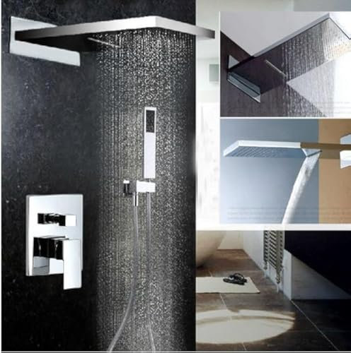 Gowe Luxus Single Griff Messing 3 Funktionen Wasserfall und Regen Dusche Wasserhahn Set mit Handbrause chrom-Finish Wand montiert