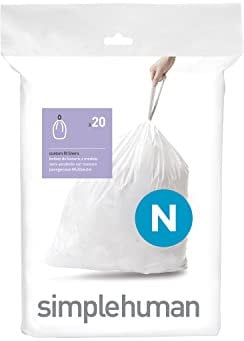simplehuman CW0174 code N Custom Fit Bin Liners, White Plastic (Pack of 20 Liners)