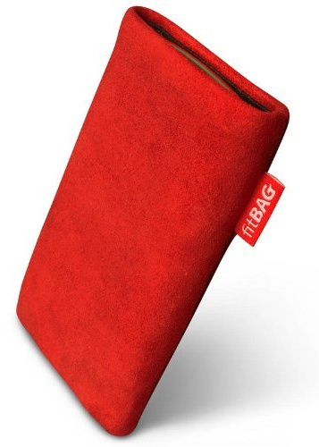 fitBAG Folk Rot Handytasche Tasche aus feinem Wildleder Echtleder mit Microfaserinnenfutter für Apple iPod Classic