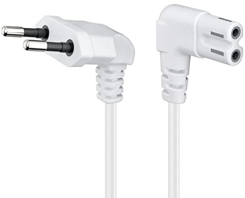 Goobay CEE 7/16 - IEC-60320-C7 - Cable (0,75 m, Macho/Macho, CEE7/16, C7 acoplador, Blanco)