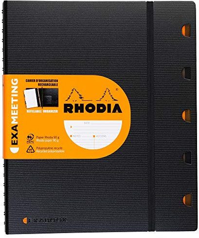 Rhodia 132401C ExaMeeting Book (DIN A5, 14,8 x 21 cm, Dechel aus PP, mit Vordruck, 90 g) 1 Stück schwarz
