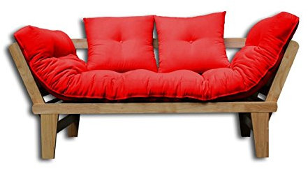 Sofabett Sésamo, Natürlich. Rot Futon, 200x82x32 cm.