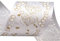 Satinband 80mm x 10m, f. Hochzeitsdekorationen, weiß m. Goldglitter