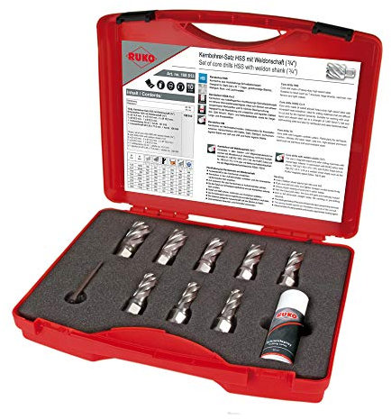 RUKO R108813 HSS-Bohrer-Satz mit Lötstift 3/4 Zoll im Kunststoffgehäuse, CBN, Hochglanz-Finish