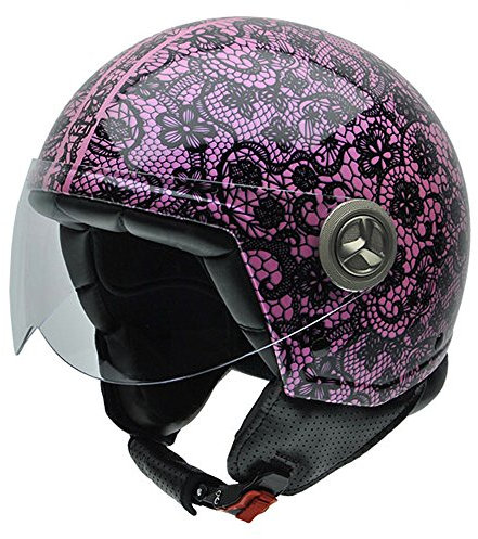 NZI Zeta Graphics Motorradhelm, Schwarzen Brokat mit Rosa Hintergrund, S