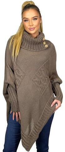 Mississhop Poncho Strick Sweatshirt Pullover Umhang Überwurf 30-01 Nougat