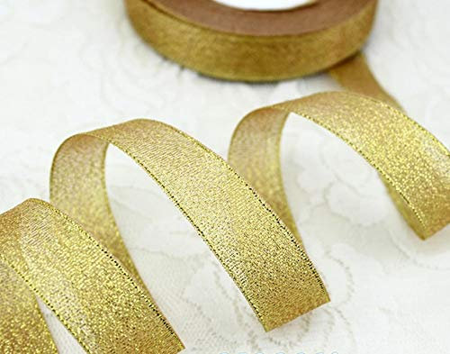 Gold Organza Metallic Ribbon 25mm - 23 metres for Gifts Wrap Sew Party, Decorations Events Dress Wedding Christmas Crafts, Bows Car, Hairs, DIY, Bouquets, Cake More Buy 3 GET 1 Free