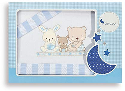 INTERBABY 04100-11 Bettwäsche Set für Wiege - Mod Love, 3 Stück, blau