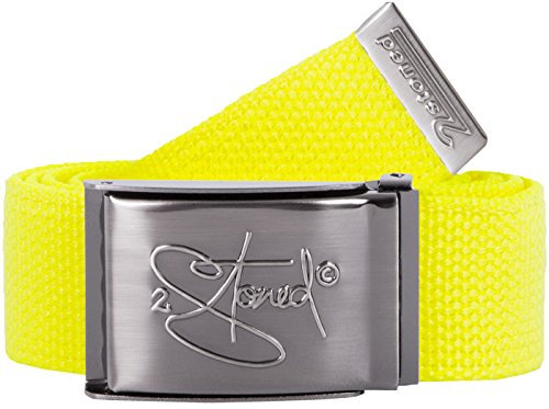 2Stoned Geldgürtel Tresorgürtel Neon-Gelb 4 cm breit, Matte Schnalle Geprägt für Damen und Mädchen
