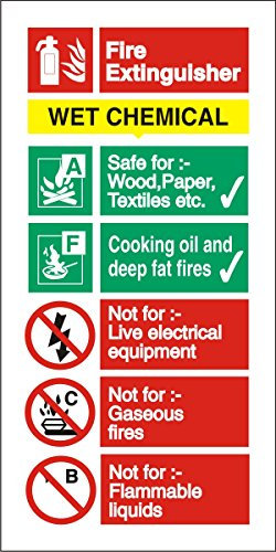 Seco Wet Chemical Fire Extinguisher Sign, 100mm x 200mm - 1mm Semi Rigid Plastic