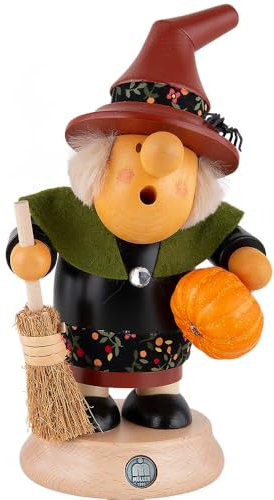 Räuchermännchen Halloween Hexe mit Kürbis - 11cm - Original Erzgebirge Räuchermann - Müller Kleinkunst