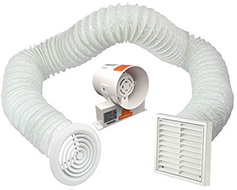 4 Inline Extractor Fan with Timer - Full Kit - Ventilation for Bathroom Shower