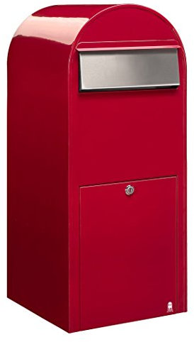 Bobi Jumbo Briefkasten RAL 3001 rot, Klappe aus Edelstahl Wandbriefkasten