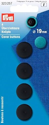 Prym Überziehbare Knöpfe, Plastik, Schwarz, 19 mm