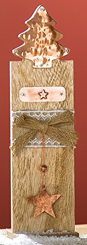 GILDE - Supporto per albero di Natale, in legno e lamiera di rame, 5 x 8 x 30 cm