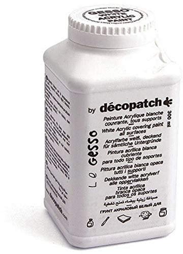 Décopatch - Ref GE300AO - Gesso Primer Paint - 300g Bottle - Thick White Acrylic Paint, Suitable for Creating a Plain White Base on Papier Maché Before Decoration