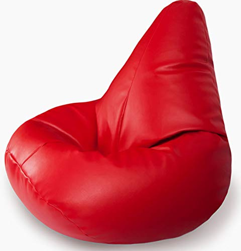 Beautiful Beanbags - Kids Highback Gaming Beanbag Chair - Red | Faux Leather Finish