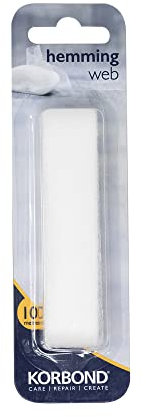 Korbond Hemming Web 10mtr-110041 Cinta 10m x 2cm para dobladillos y Manualidades, INCONSÚTIL e Ideal para dobladillar Pantalones de Trabajo, emblemas o Uniformes Escolares, Hierro, White