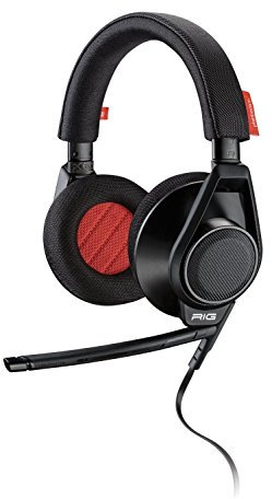 Plantronics RIG - Auriculares de diadema cerrados (con micrófono, control remoto integrado, reducción de ruido), negro y rojo