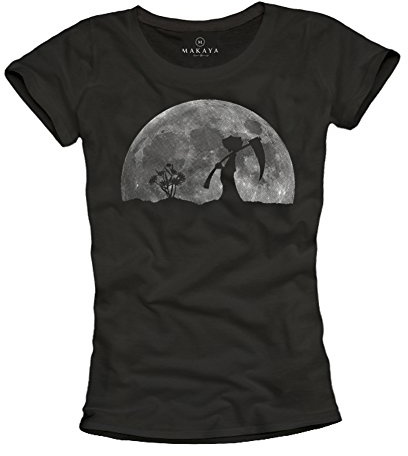 Damen T-Shirt mit lustigem Aufdruck DER Tod IM Garten schwarz S M L