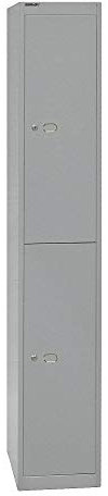 BISLEY Garderobenschrank Office, 1 Abteil, 2 Fächer, T 457 mm, Metall, 355 Silber, 45.7 x 30.5 x 180.2 cm