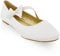ESSEX GLAM Womens Flat Bridal Shoes Ballet Ladies Slip On Ballerina Dolly Bow Glitter Bridesmaid Pumps Size 3-9 White Satin