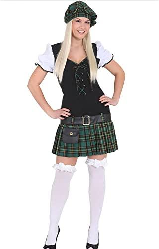 Scottish Girl grün : Kleid, Gürtel und Barett, Erwachsenen-Größe:40