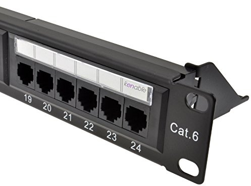 kenable Cat6 Gigabit 19 Inch Rack Mountable Patch Panel 24 Port 1U & Back Bar