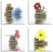 ARTLAND Wanddeko Wellness Bilder Leinwand Bilder Set 4tlg. je 40x40 cm Quadratisch Wandbilder Zen Steine Blumen Entspannung K2TP