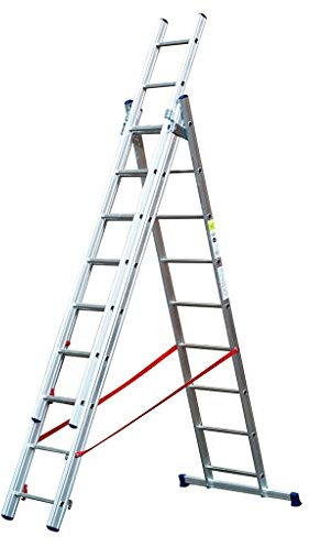 TB Davies 2.6m/8.53ft STILO 3 Section Combination Ladders, Staircase Ladder, Extension Ladder, Extended A Frame Ladder In One, Extended Length 5.94m/19.48ft