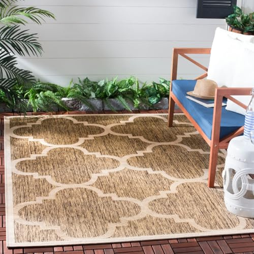SAFAVIEH Washable Rug Outdoor Courtyard Collection - 6'7 x 9'6, Brown, Non-Shedding & Easy Cleaning, Ideal for Patio, Backyard, Mudroom (CY6243-242)